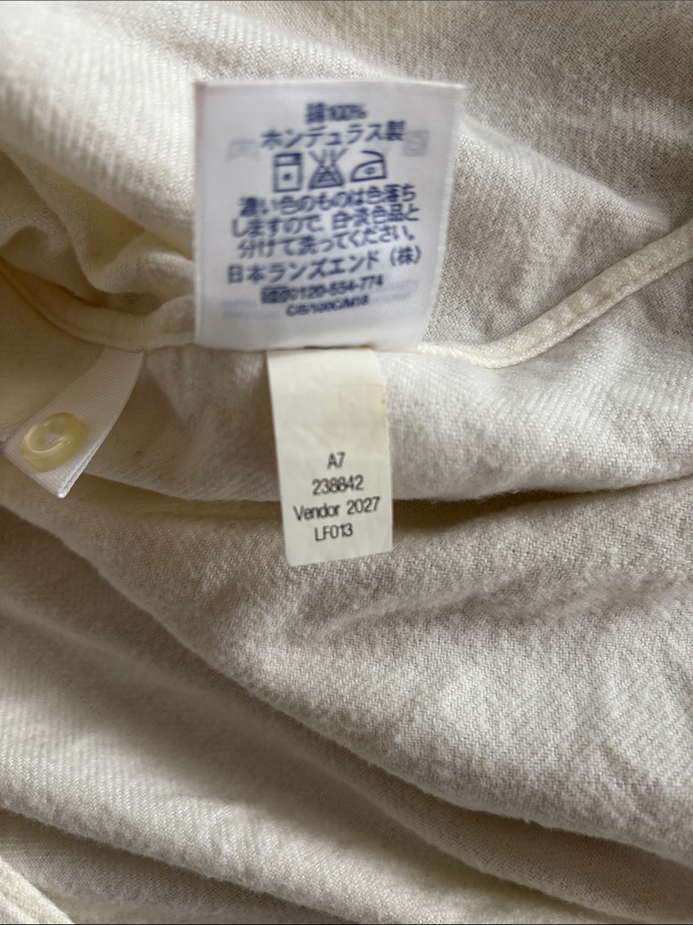 Lands End Portuguese Flannel Shirt Women’s Cotton Button Up Ivory Cream Size 2X - Picture 8 of 10